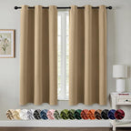 MIULEE Taupe Brown Blackout Curtains for Bedroom Living Room 63 Inches Long 2 Panels, Thermal Insulated Room Darkening Drapes Solid Grommet Noise Reduction Light Blocking Window Treatments 40x63 Inch