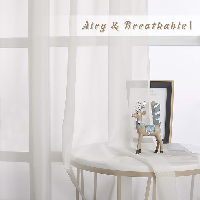 NICETOWN Voile Sheer Curtains for Bedroom Windows, Grommet Top Elegant Lightweight Window Drapes Airy Panels for Living Room/Home Office, Beige, Set of 2, W70 x L96