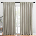 NICETOWN 2 Panels Blackout Curtains, Rod Pocket Thermal Insulated Drapess for Bedroom, Privacy Protection Easy-Care Heavy Duty Curtains for Living Room/Dining Room, W70 x L95 inches, Natural