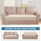 H.VERSAILTEX Velvet Stretch Individual Couch Cushion Cover Plush Cushion Slipcover for Loveseat Sofa Cushion Furniture Protector Seat Cushion Sofa Cover (1 Piece Sofa Cushion Cover, Cream)