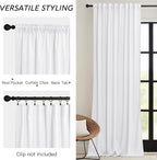 RYB HOME White Velvet Curtains 102 inches with Hook Belt, Soft Fabric Room Darkening Thermal Insulated Luxurious Home Decor Curtains for Living Room Bedroom, W 52" x L 102", 2 Panels Set