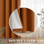 Yakamok Room Darkening 100% Blackout Curtains Grommet Window Treatments with 2 Thick Layers-Burnt Orange Thermal Insulated Drapes Set of 2 Panels for Bedroom Living Room 52 Inches by 72 Inches Length