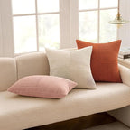 MIULEE Pink Decorative Throw Pillow Covers 18x18 Inch for Couch Bed Sofa Valentines Day Pack of 2 Boho Farmhouse Throw Pillows Soft Cross Corduroy Patchwork Textured Cushion Cases