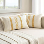 MIULEE Set of 2 Mustard Yellow Boho Decorative Lumbar Pillow Covers 12x20 Inch Farmhouse Rustic Couch Throw Pillows Modern Cotton Cushion Covers Retro Macrame Woven Spring Decor for Bed Sofa Chair
