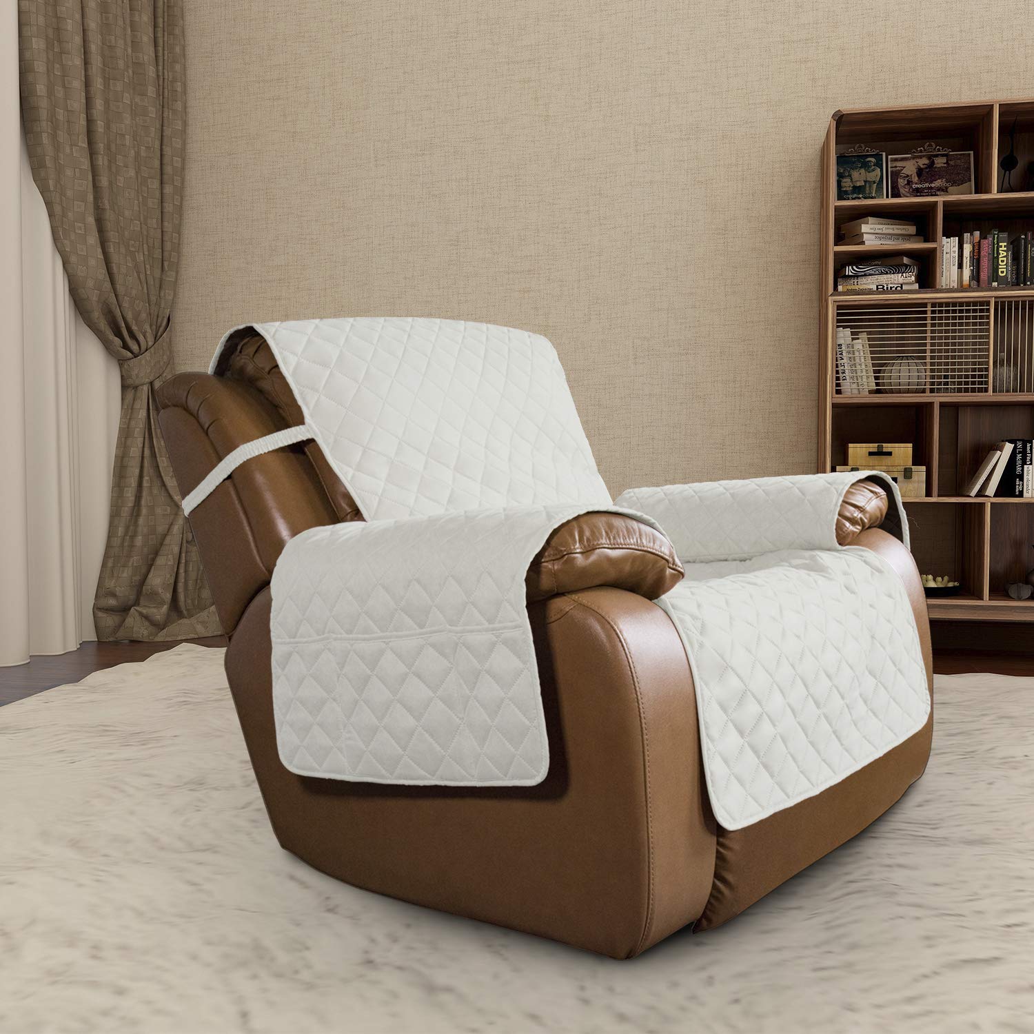 Easy-Going Reversible Couch Cover, Oversized Recliner, Ivory/Ivory
