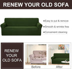 U-NICE HOME Oversized Stretch Loveseat Couch Cover Sofa Covers Washable Sofa Slipcover Furniture Protector for 2 Cushion Couch Sofa Pet Friendly, Bronze Green