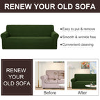 U-NICE HOME Stretch Couch Cover Slipcover for 3 Cushion Sofa, Bronze Green