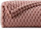 BEDELITE Fleece Twin Blanket for Couch & Bed - 3D Jacquard Decorative Dusty Pink Blankets, Super Soft and Cozy Warm Fuzzy Blanket All Seasons Suitable, 50x60Inches