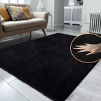 ORINOVA Black Fluffy Living Room Furry Rugs for Living Room Washable Shaggy Area Rugs for Bedroom 4x6 Rug for Nursery Decor