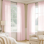 MIULEE Blush Pink Sheer Curtains 96 Inches Long 4 Panels 42 x 96 Inches