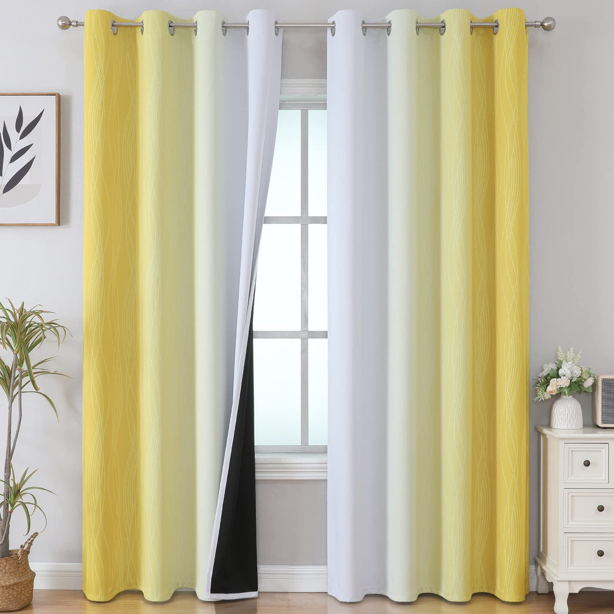 Estelar Textiler Ombre Orange and Blue Blackout Curtains 52Wx84L Inch Long
