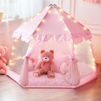 Quntue 4x4.6 Feet Pink Hexagon Rugs for Princess Tent, Ultra Soft Fluffy Hexagon Area Rug for Bedroom, Cute Shag Rugs for Girls Room, Fuzzy Plush Carpet for Kids Room Tent Castle Home Decor
