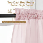 Chyhomenyc Sheer Curtains 63 Inch Length 2 Panels, Light Filtering Rod Pocket Window Sheer Curtain Drapes for Bedroom Living Room, 42Wx63L, 2 Panels, Blush Pink