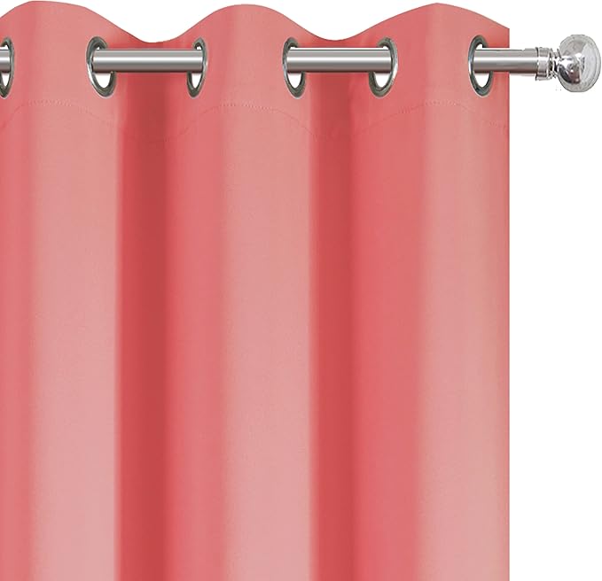 LEMOMO Blackout Curtains 38 x 84 inch/Coral Curtains Set of 2 Panels/Thermal Insulated Room Darkening Bedroom Curtains