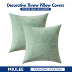 MIULEE Soft Chenille Throw Pillow Covers Greyish Green 20x20 Pack of 2