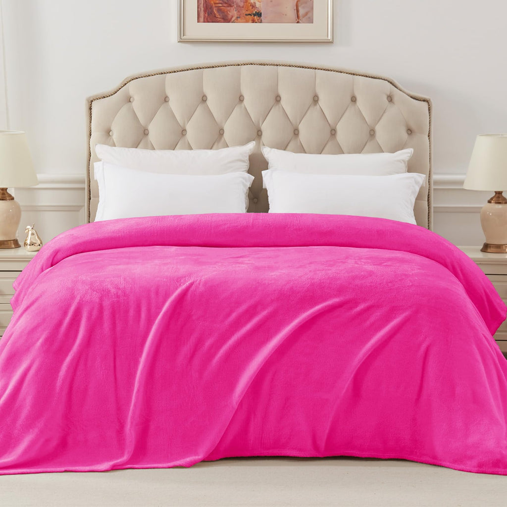 Exclusivo Mezcla Soft Fleece Blanket Queen Size for Bed, Hot Pink