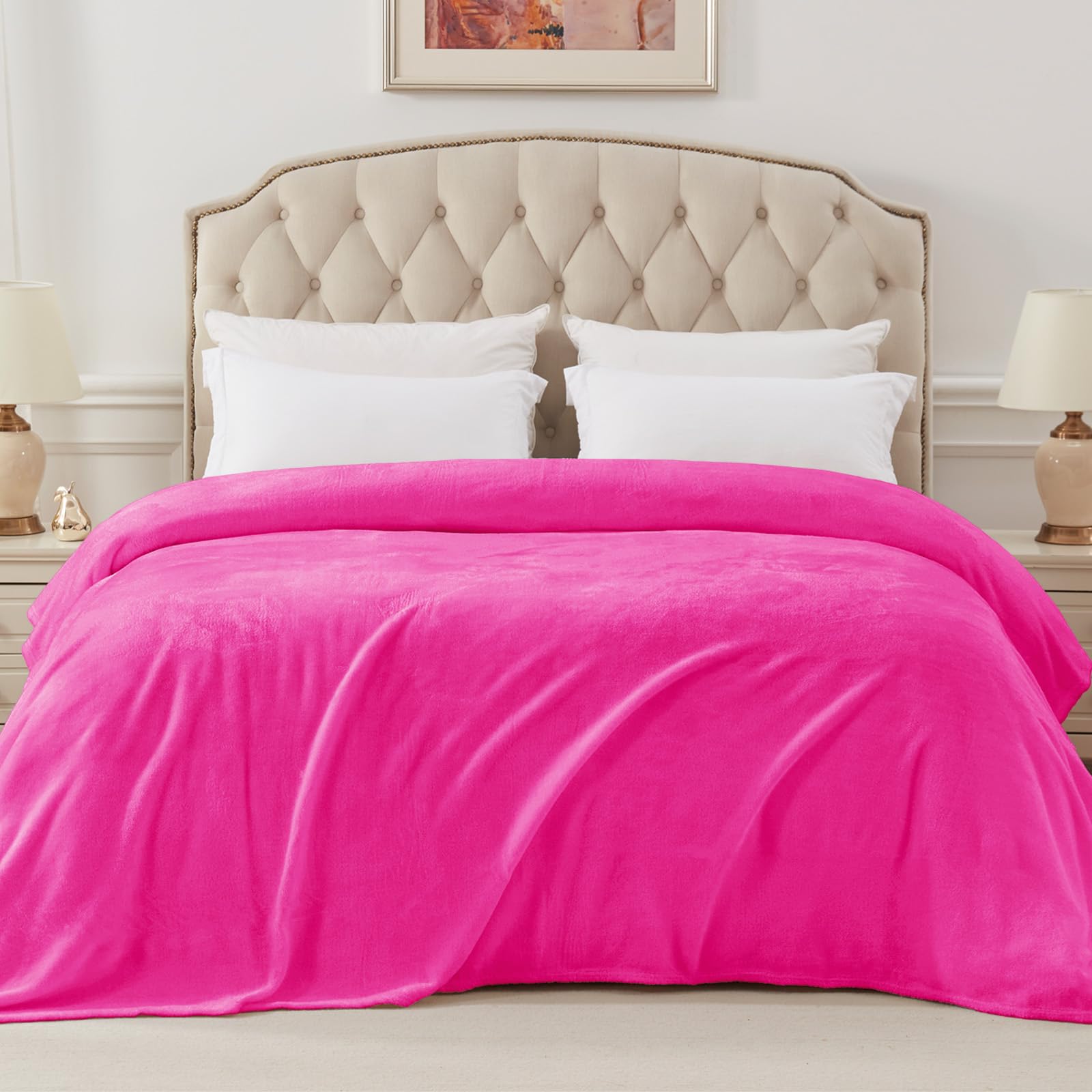 Exclusivo Mezcla Soft Fleece Blanket Queen Size for Bed, Hot Pink