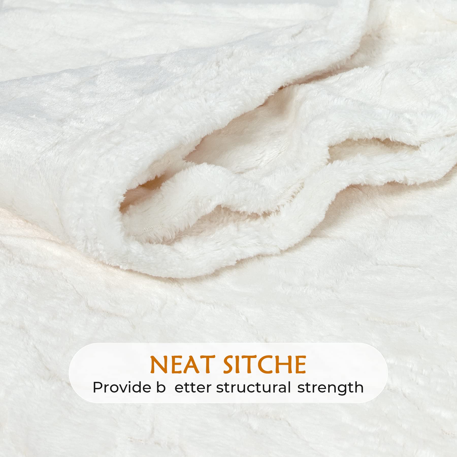 TOONOW Fleece Blanket Fuzzy Plush Throw Blanket 50" x 60", Super Soft Fluffy Bed Blanket Geometric Pattern Comfy Microfiber Flannel Blankets for Couch, Bed, Sofa, Cream White
