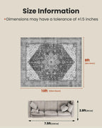 AMADA HOMEFURNISHING 8x10 Area Rugs, Low-Profile Large Washable Area Rug with Non-Slip Backing & Durable Edge Binding, Vintage Rugs for Living Room, Bedroom, Dinning Room