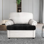 Leather Look Couch Cushion Covers Sofa Seat Slipcovers Sets Couches Furniture Protector for Sectional Armchair Loveseat Pets Kids Stretch Spandex Fabric (1 T-Cushion Armchair, Black)