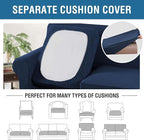 H.VERSAILTEX 4 Piece Stretch Sofa Covers for 3 Cushion Couch Covers for Living Room Furniture Slipcovers (Base Cover Plus 3 Seat Cushion Covers) Thicker Jacquard Fabric (Large Sofa, Navy)