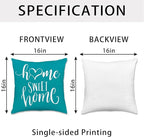 Hexagram Geometric Teal Pillow Covers 16x16 Set of 4, Decorative Outdoor Boho Modern Throw Pillow Covers, Home Sweet Home Farmhouse Cushion Case for Couch Sofa Bedroom Indoor Decor(No Insert)