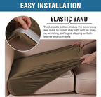 H.VERSAILTEX Velvet Stretch Couch Cushion Cover Plush Cushion Slipcover for Chair Loveseat Sofa Cushion Furniture Protector Seat Cushion Sofa Cover (3 Piece Sofa Cushion Covers, Bronze Brown)