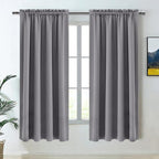 DWCN Grey Room Darkening Blackout Curtains - Rod Pocket Thermal Insulated Privacy Energy Saving Window Curtain Drapes 42x 72 inch Length, Set of 2 Bedroom Living Room Curtains