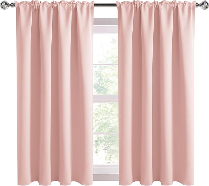 DWCN Blackout Curtains for Bedroom 42 x 45 Inch Long Blush Pink 2 Panels
