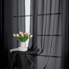 OWENIE Black Sheer Curtains 120 Inches Long 2 Panels Set, Airy Lightweight Sheer Black Curtain for Living Room Bedroom, Farmhouse Voile Filmy Rod Pocket Curtains Drapes, 2 Pcs, Each 59" Wx120 L Inch