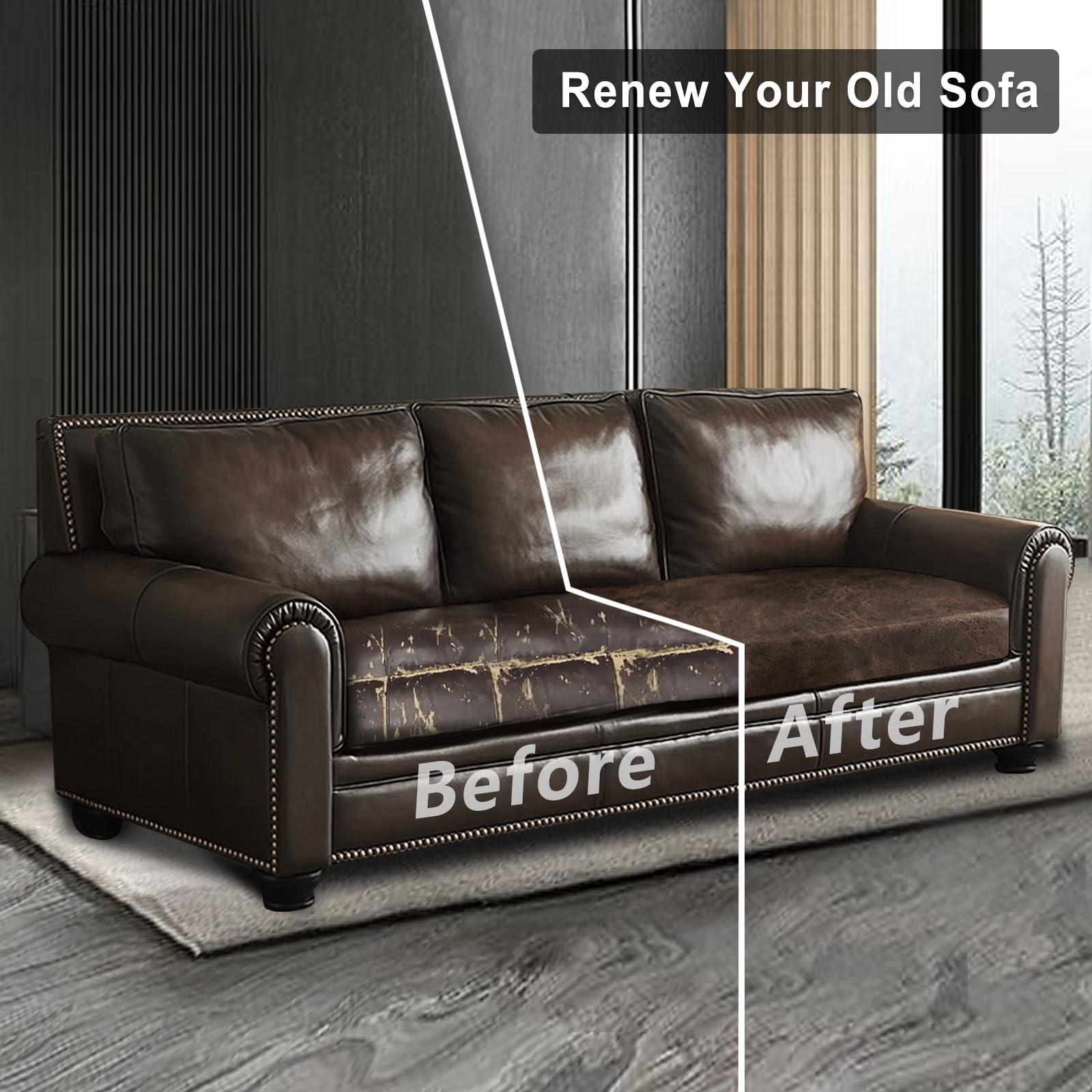 ANARACHON Leather Look Couch Cushion Covers Sofa Seat Slipcovers Sets Couches Furniture Protector for Sectional Armchair Loveseat Pets Kids Stretch (1 Cushion XL Sofa, Brown)