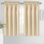 DWCN Beige Curtains for Bedroom Thermal Insulated Room Darkening Drapes for Living Room Rod Pocket Light Blocking Solid Window Treatment, W 38 x L 63 Inch, 2 Panels, Beige