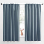 NICETOWN Blackout Curtains for Living Curtains, Smoky Blue, Set of 2, 52 by 63 Inch, Window Treatment Blackout Curtain Panels, Home Decor Thermal Insulated Solid Drapes for Bedroom
