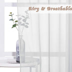 NICETOWN Living Room Window Curtains Sheer Textured, Grommet Casual Voile Sheer Airy Window Treatments Vertical Drapes for Sliding Door/Bedroom, Light Gray, W37 x L84