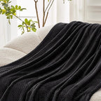 Exclusivo Mezcla Fleece Bed Blanket King Size, Super Soft and Warm Blankets for Couch, Sofa and Bed Waffle Textured, Cozy, Fuzzy and Lightweight (Black, 90x104 Inches)