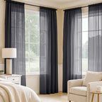 MIULEE Black Sheer Curtains 108 Inches Long 4 Panels 54 x 108 Inches