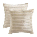 MIULEE Corduroy Decorative Throw Pillow Covers 12x12 Cream White Pack of 2