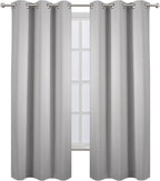 LEMOMO Blackout Curtains 42 x 84 inch/Light Grey Curtains Set of 2 Panels/Thermal Insulated Room Darkening Bedroom Curtains
