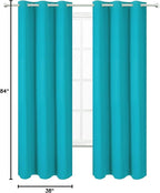 LEMOMO Teal Thermal Blackout Curtains/38 x 84 Inch/Set of 2 Panels Room Darkening Curtains for Bedroom