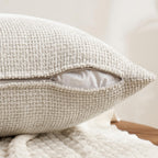 MIULEE Soft Decorative Chenille Pillow Covers Neutral 18x18 Pack of 4
