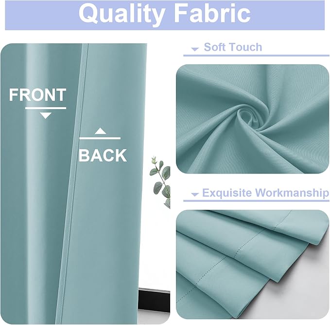 Simplebrand Ava Aqua Blackout Curtains for Bedroom 63 Inch Length 2 Panels Set, Nursery Thermal Insulated Energy Saving Rod Pocket Window Treatment Curtains Blackout Drapes, W40 x L63 Inch, Aqua