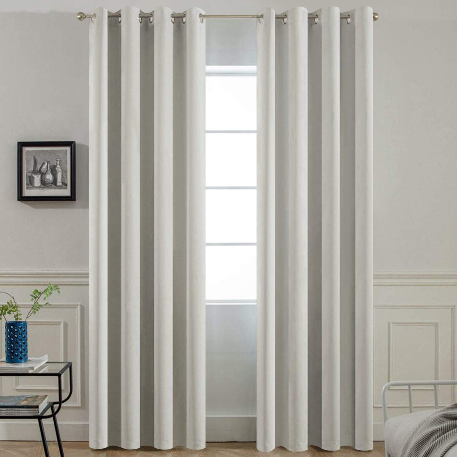 Yakamok Room Darkening Curtains 52x84 inch Length Light Beige-Living Room