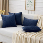 MIULEE Pack of 2 Couch Throw Pillow Covers 20x20 Inch Navy Farmhouse Decorative Pillow Covers with Stitched Edge Soft Chenille Solid Dyed Spring Pillow Covers for Sofa Bed Living Room