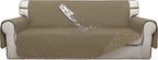 ISSUNTEX Double Protection 100% Waterproof Sofa Covers for Living Room, Couch Covers for 3 Cushion Couch Sofa, Reversible Furniture Protector Sofa Cover for Dogs (Oversized Sofa, Beige/Beige)