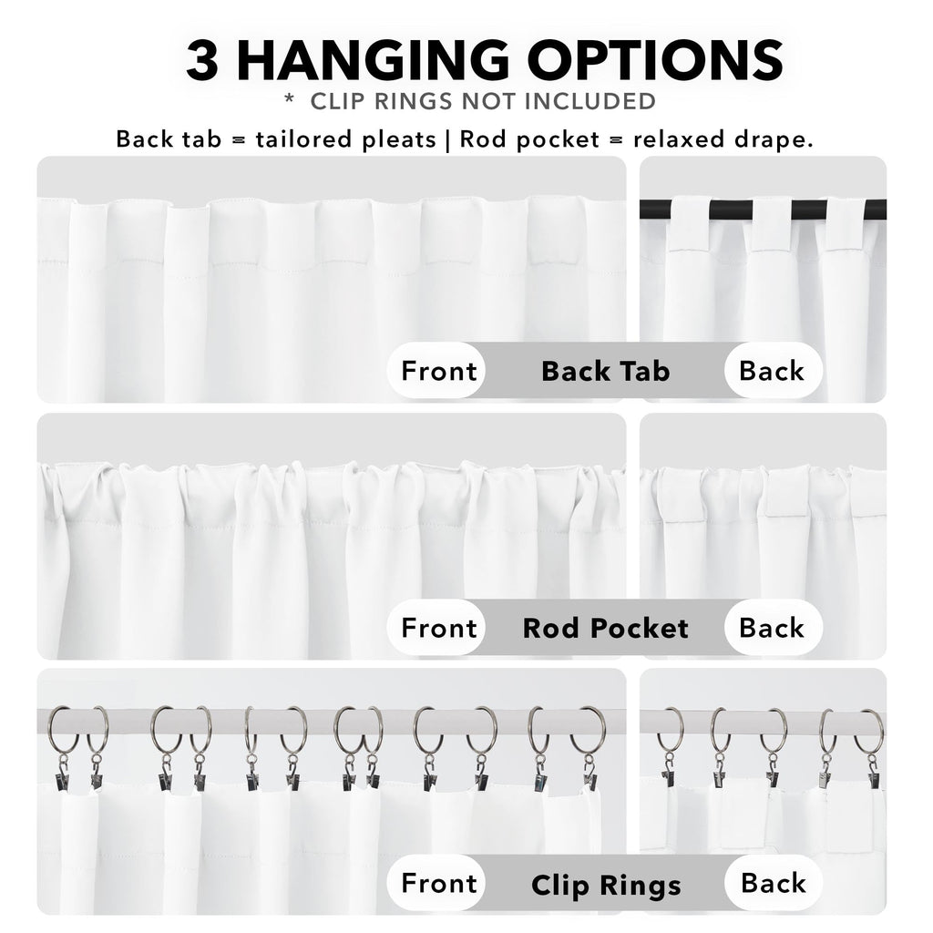 Deconovo Pure White Curtains for Living Room, Back Tab and Rod Pocket Curtain for Bedroom 84 Inches Long for Sliding Door, 42x84 Inch, 2 Panels