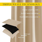 NICETOWN Room Darkening Curtains & Drapes for Room Divider - Grommet Thermal Curtains Light & Sound Reducing Window Treatments for Bedroom (W66 x L102, Biscotti Beige, 1 Pair)