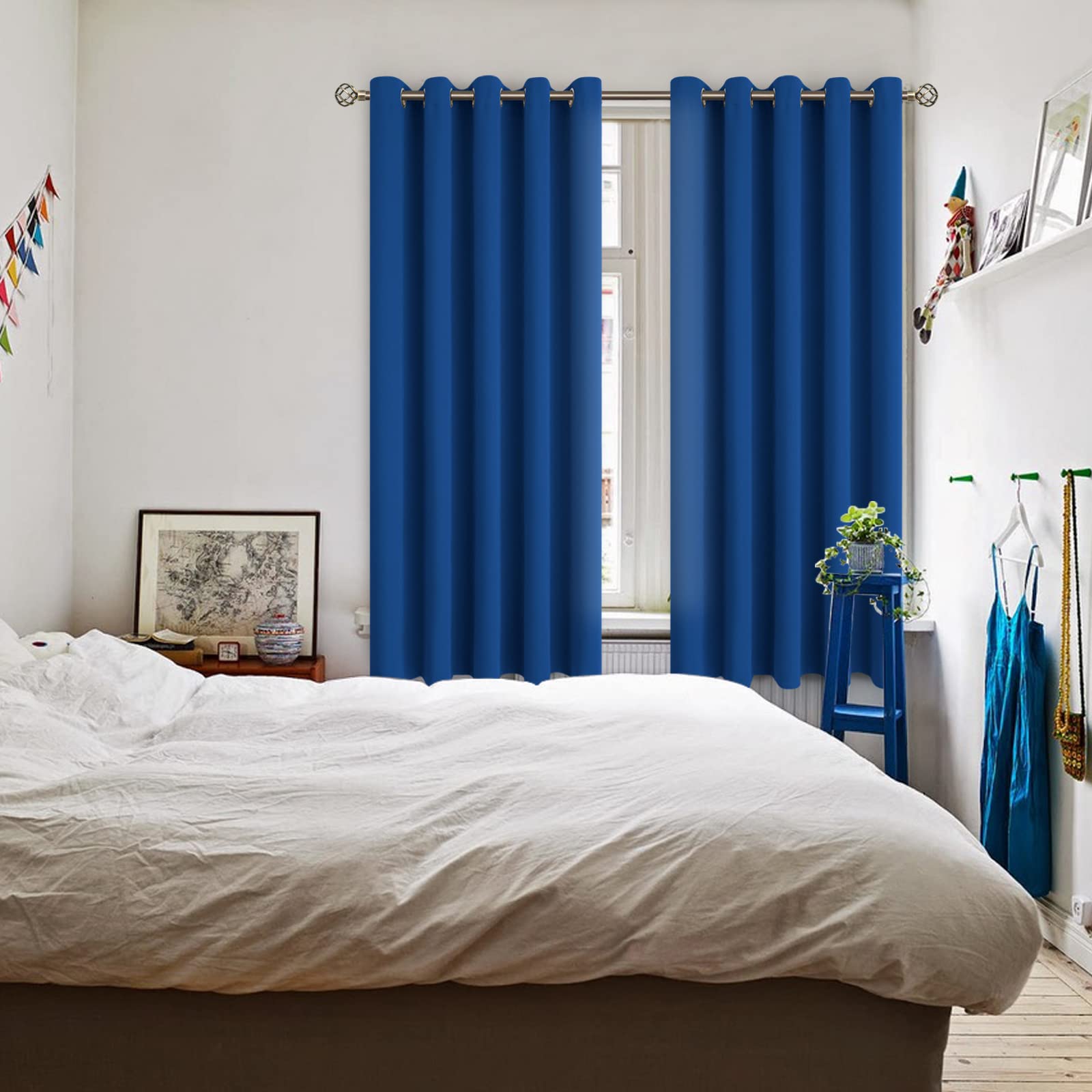 BGment Royal Blue Blackout Curtains for Bedroom 63 Inch Long - 2 Panels