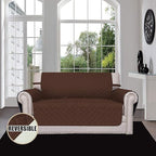 Easy-Going Reversible Loveseat Couch Cover for 2 Cushion Couch Sofa Cover for Dogs Water Resistant Furniture Protector with Foam Sticks Elastic Straps for Pet (Loveseat, Coffee/Ivory)
