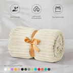 BEDELITE Fleece Blanket Twin Size – 3D Ribbed Jacquard Soft and Warm Decorative Fuzzy Blankets – Cozy, Fluffy, Plush Lightweight Throw Blankets for Couch, Bed, Sofa(Beige, 60x80 inches)