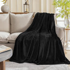 JIAHANNHA Flannel Fleece Blanket Queen Size Black 90x90 Inches, Super Soft Plush Cozy & Luxury Warm Bed Blanket for All Season